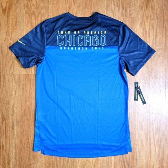 Nike Miler Chicago Marathon Limited Edition Men's Running T-Shirt Blue Small S - Picture 2 of 7